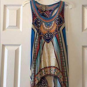 Long flowy printed tank